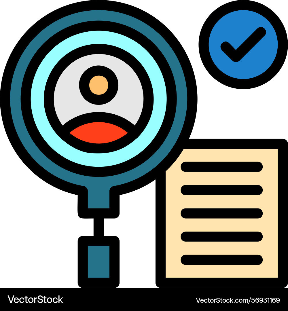Background check line filled style icon design Vector Image