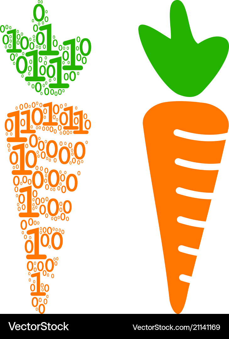 Carrot composition of binary digits Carrot composition of binary digits vector image