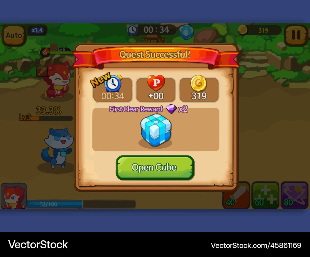 Complete set of level button game ui pop-up icon vector image