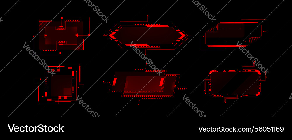 Cyberpunk hud frames in red Cyberpunk hud frames in red Vector Image