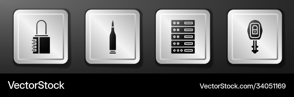 Set safe combination lock bullet server data Set safe combination lock bullet server data vector image