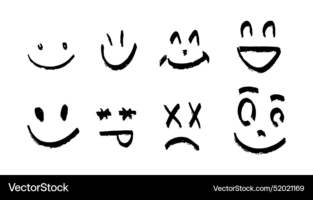 Simple faces happy doodle smile cartoon Simple faces happy doodle smile cartoon vector image