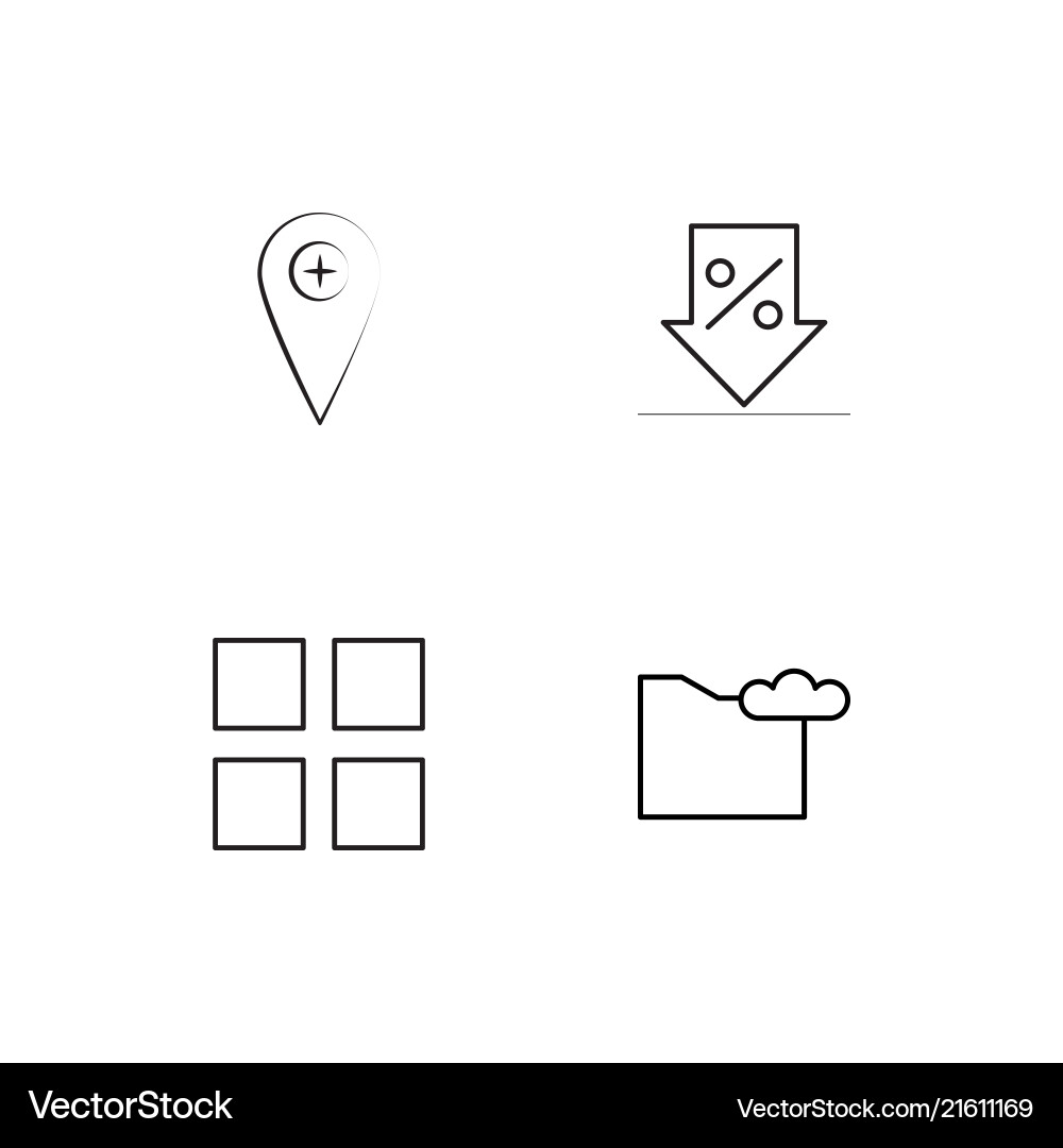 User interface linear icons set simple outline vector image