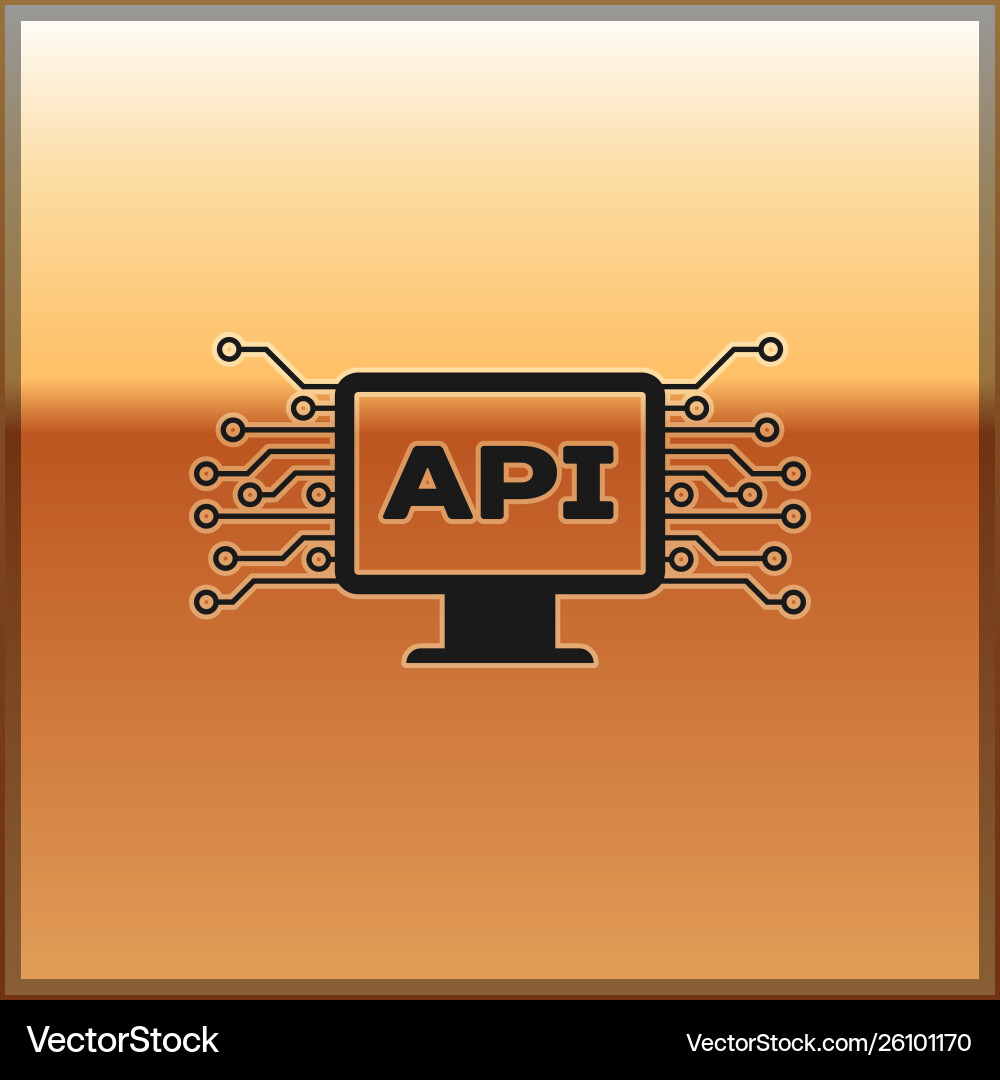Black computer api interface icon isolated Black computer api interface icon isolated vector image