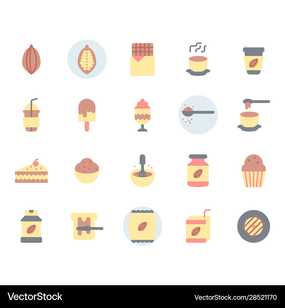 Cocoa icon and symbol set in flat design Cocoa icon and symbol set in flat design vector image