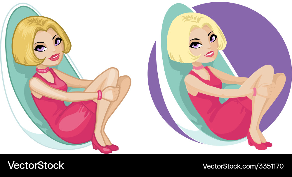 Cute young caucasian woman in cocktail dress vector image