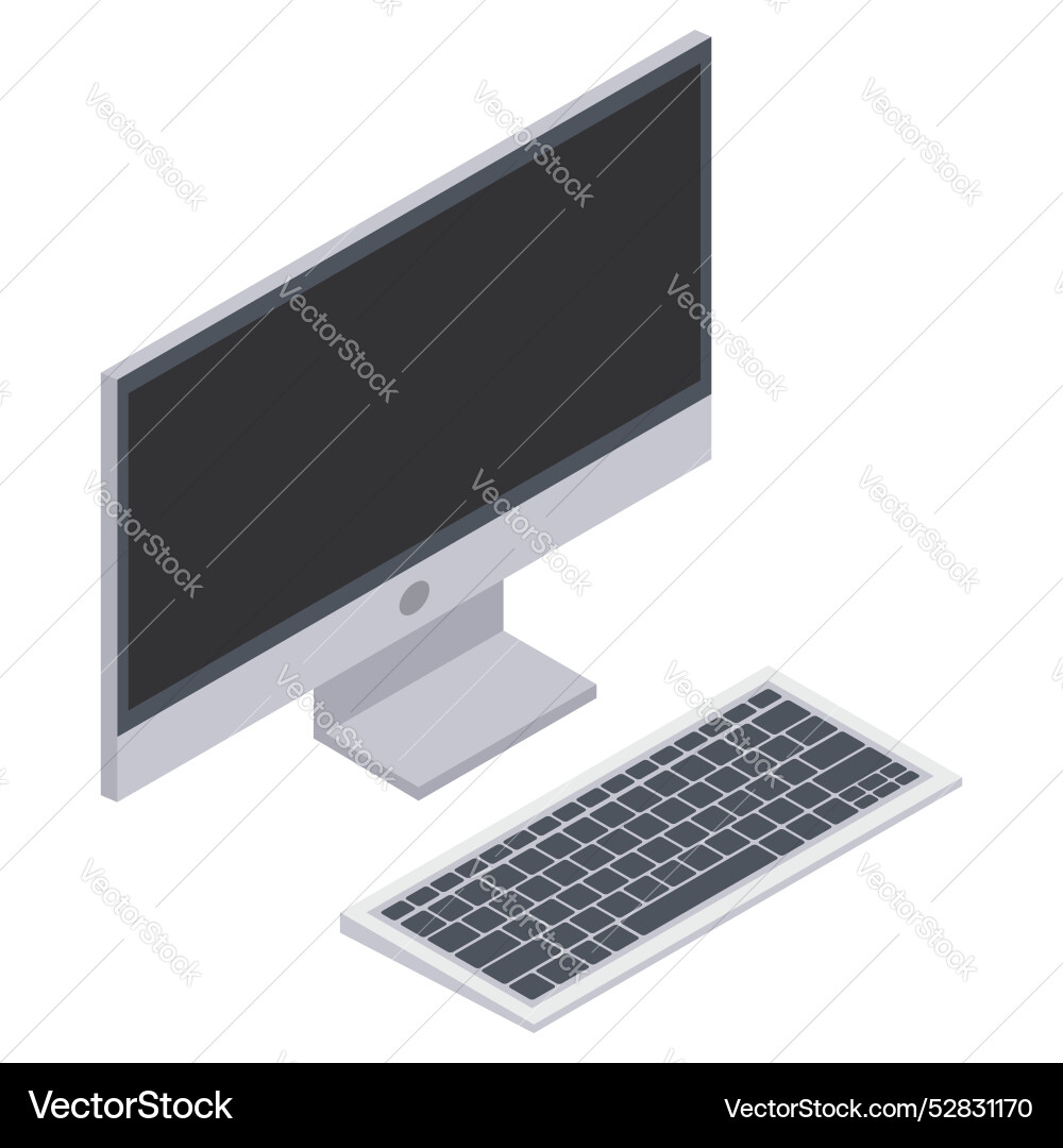 Flat isometric desktop computer pc icon Flat isometric desktop computer pc icon vector image