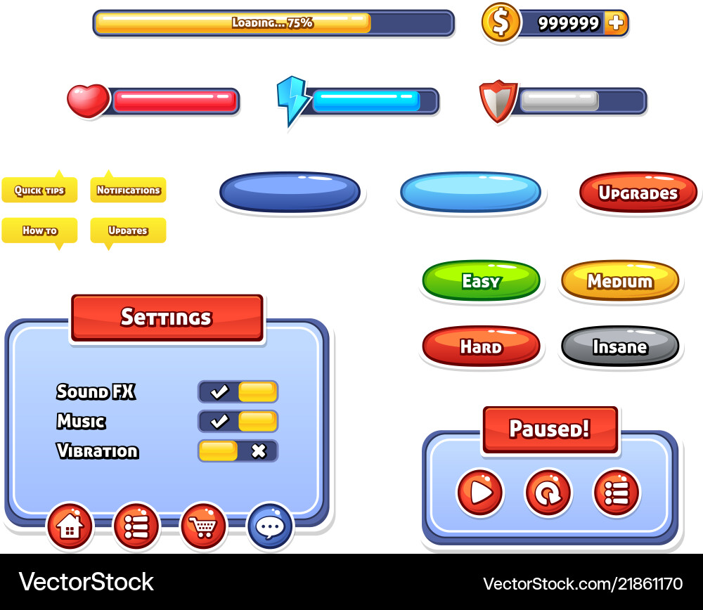 Game UI Elements & Templates vector image