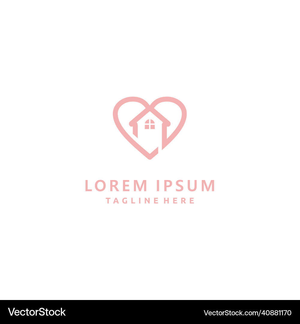 House love minimalist line art logo design icon House love minimalist line art logo design icon vector image