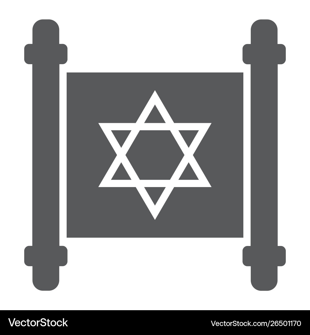 Jewish torah glyph icon israel and paper scroll Jewish torah glyph icon israel and paper scroll vector image