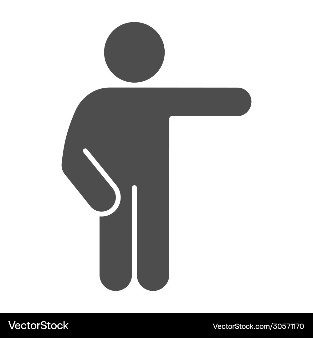 Man point to right solid icon with one Man point to right solid icon with one vector image