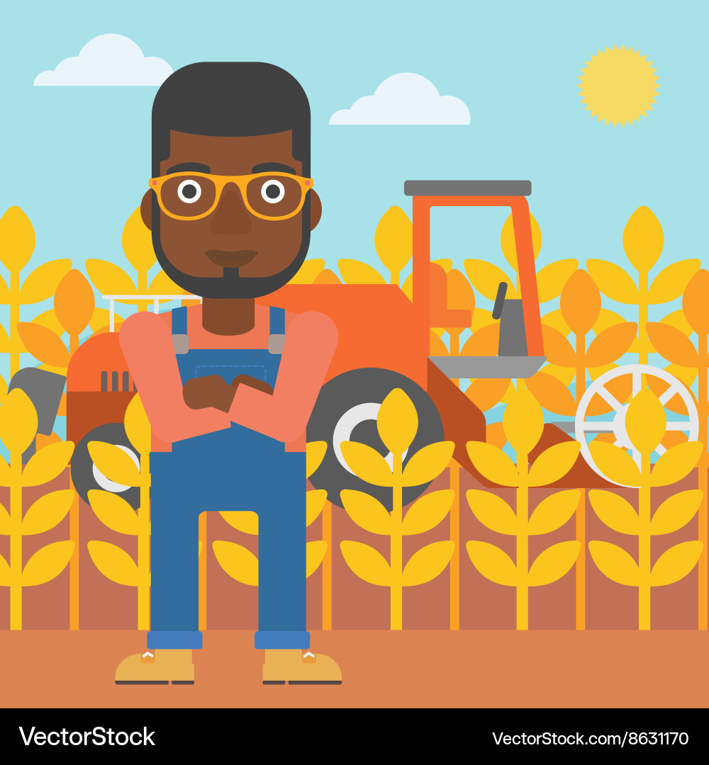 Man standing with combine on background vector image