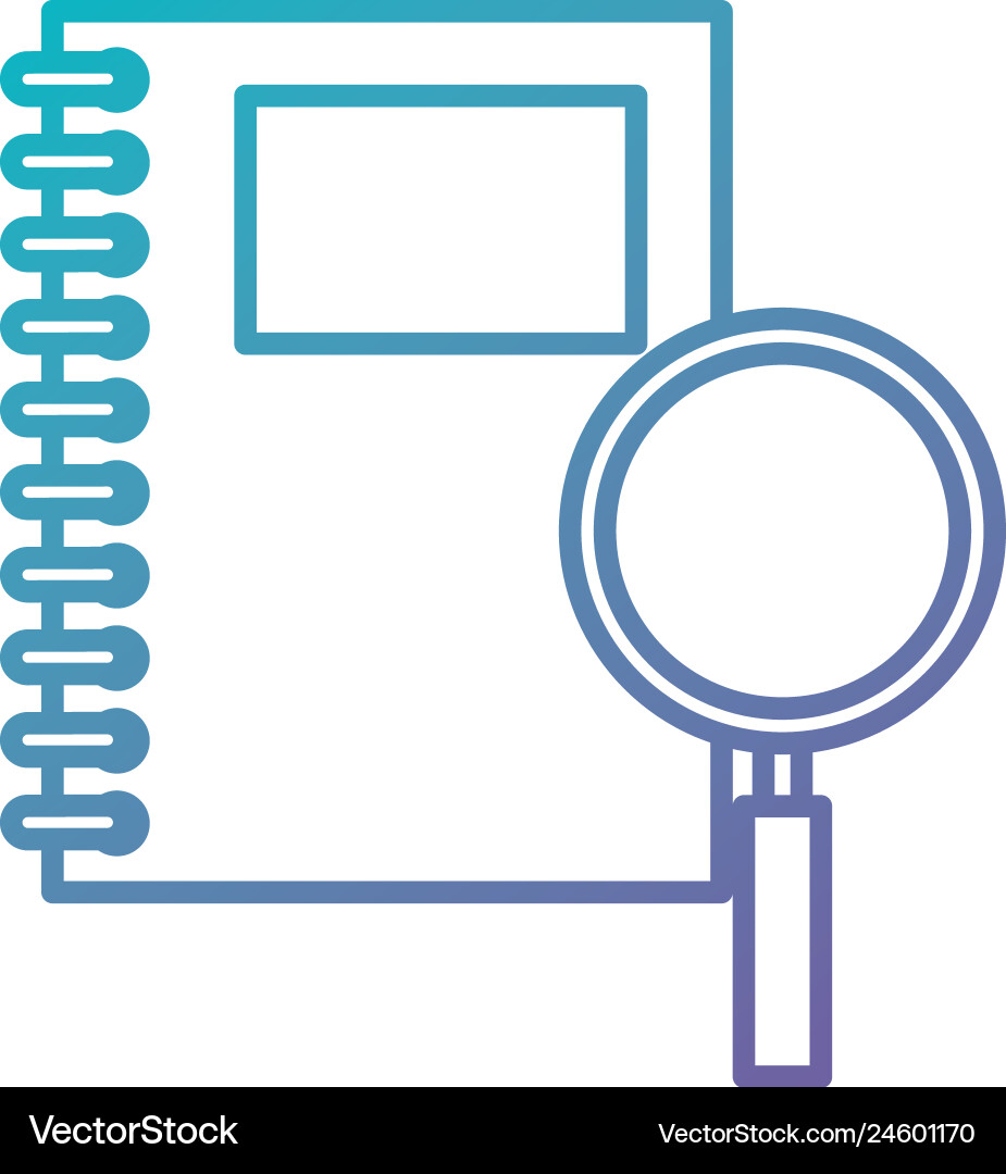 Notebook with magnifying glass Notebook with magnifying glass vector image