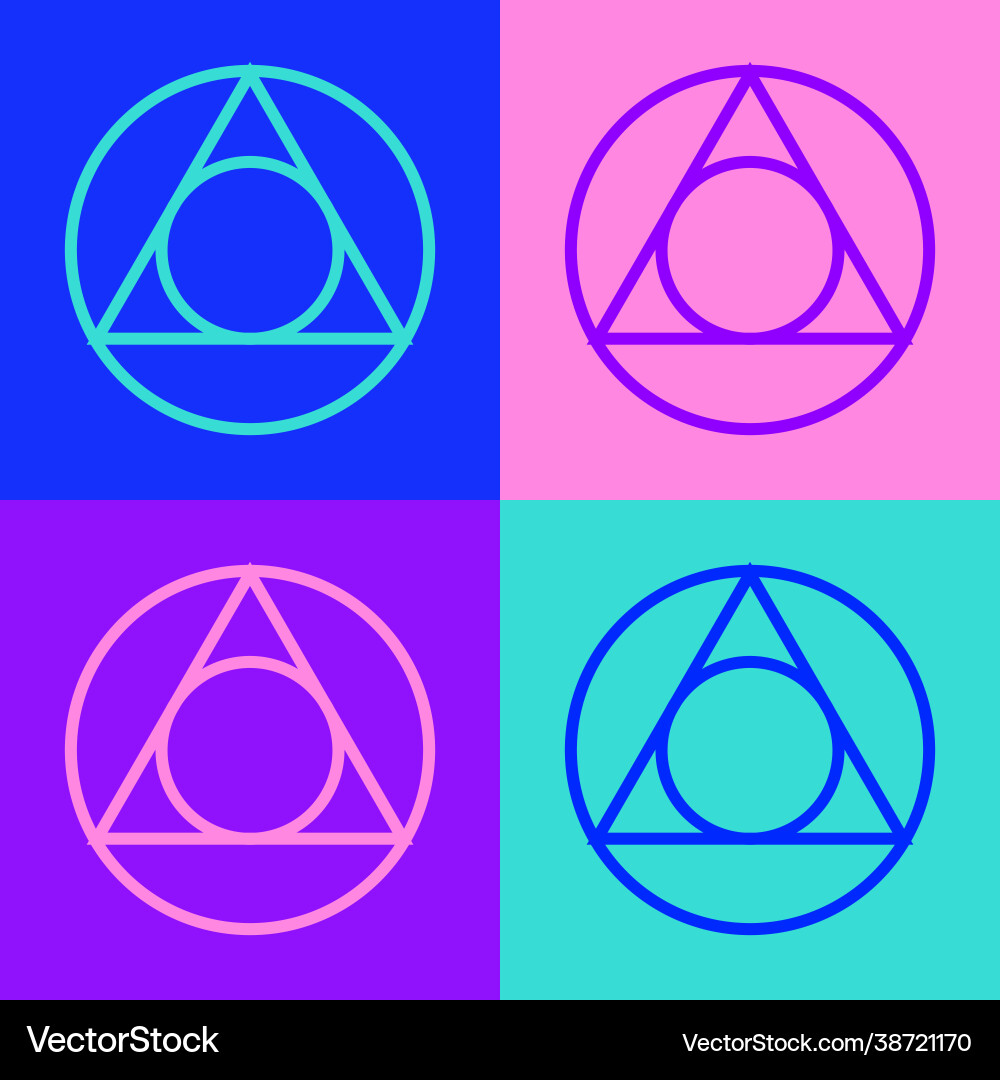 Pop art line triangle math icon isolated on color Pop art line triangle math icon isolated on color vector image