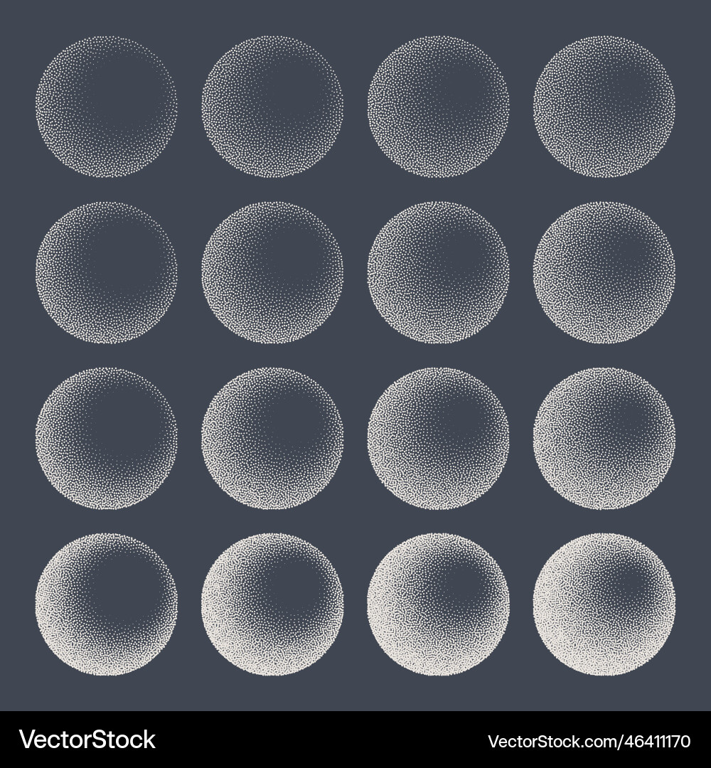 Round shaped dotted objects stipple elements Round shaped dotted objects stipple elements vector image