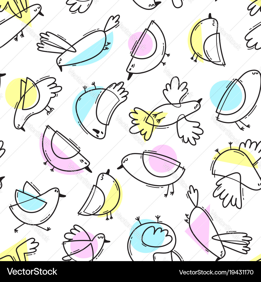 Seamless pattern with abstract cute birds simple Vector Image