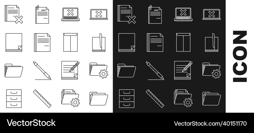 Set line document folder settings Set line document folder settings vector image