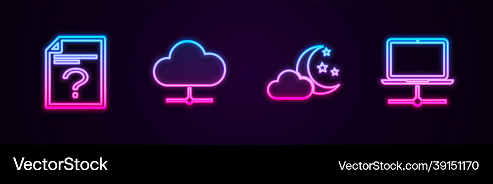 Set line unknown document network cloud Set line unknown document network cloud vector image