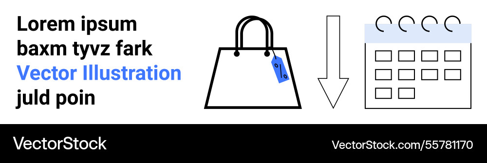 Shopping bag with price tag linked to calendar via Shopping bag with price tag linked to calendar via Vector Image
