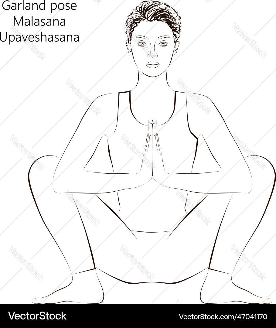 Sketch malasana oder upaveshasana Sketch malasana oder upaveshasana vektorbild