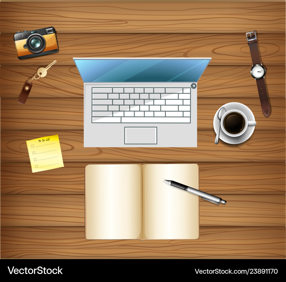 Top view of workspace table vector image