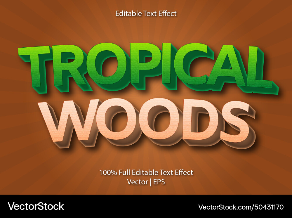 Tropical woods editable text effect comic style Tropical woods editable text effect comic style vector image