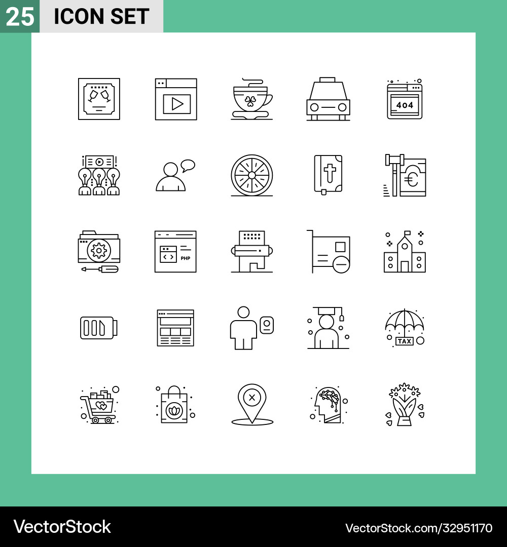 User interface pack 25 basic lines error vector image