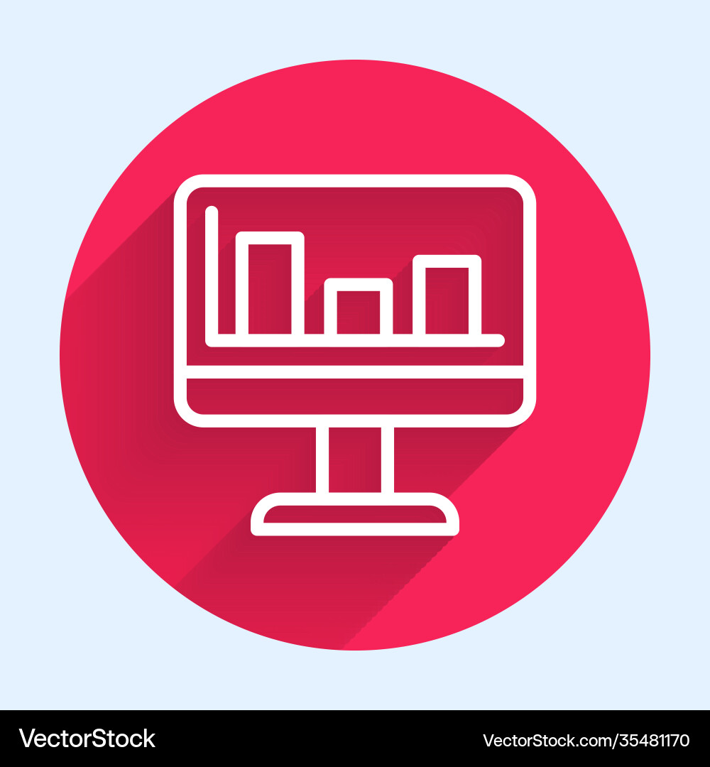 White line computer monitor with graph chart icon White line computer monitor with graph chart icon vector image