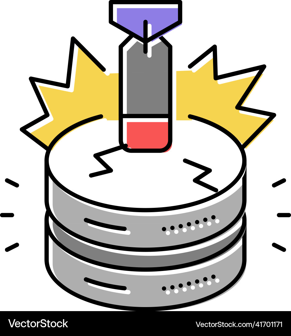 Attack database color icon Vector Image