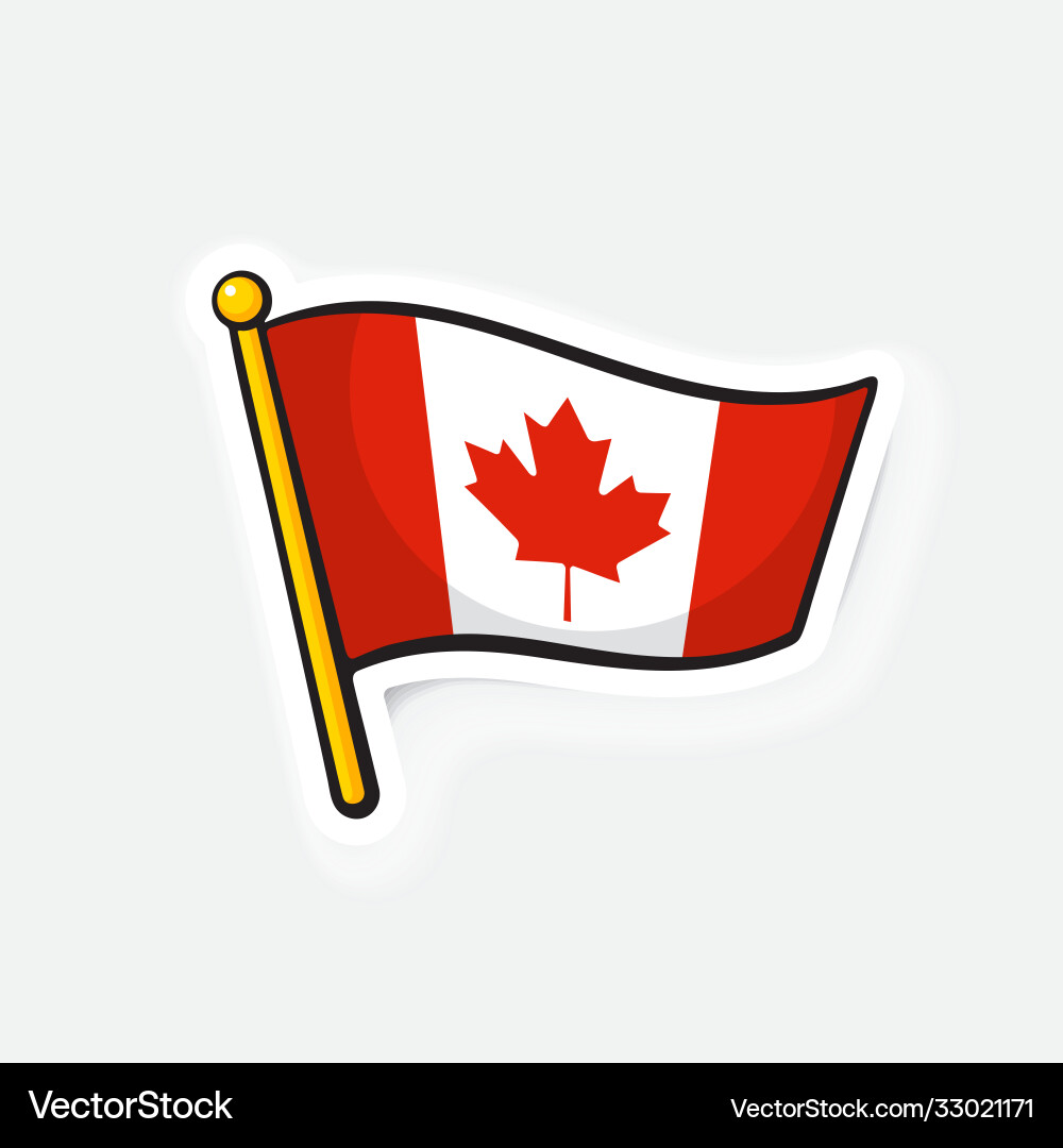 Canada Flag Sticker auf Flagstaff vektorbild