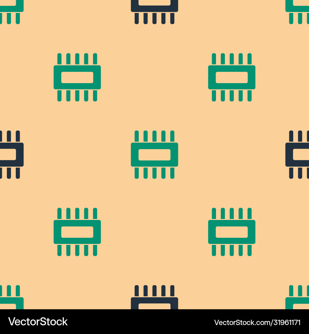 Green and black computer processor Green and black computer processor vector image