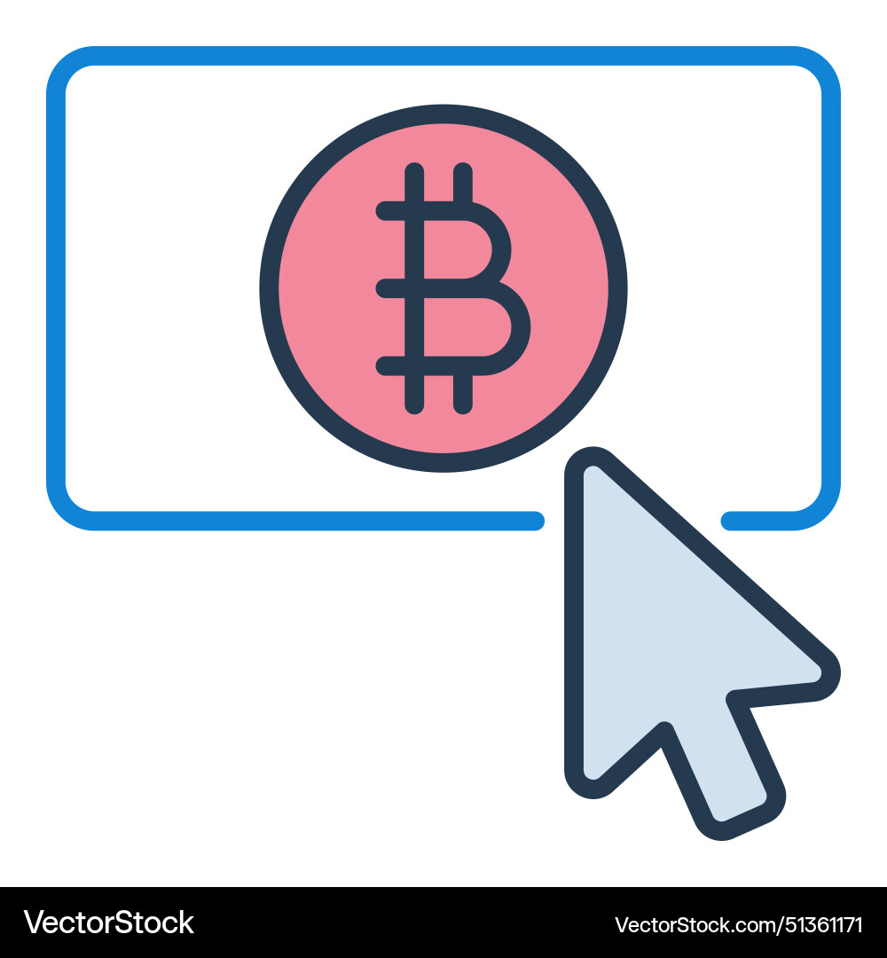 Mouse cursor on bitcoin button crypto currency Mouse cursor on bitcoin button crypto currency vector image