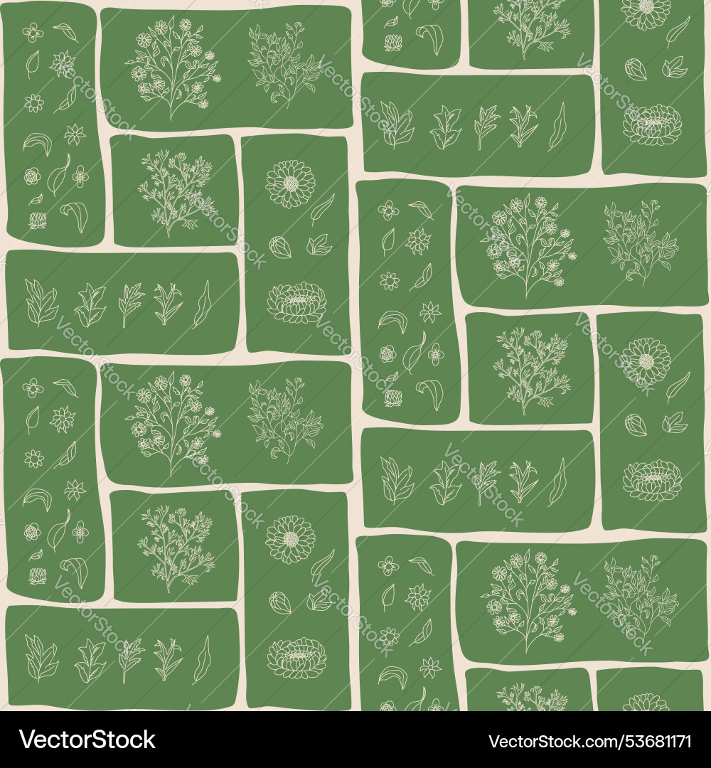 Patchwork seamless pattern with various floral Patchwork seamless pattern with various floral vector image