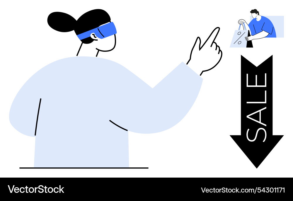 Person using augmented reality for shopping while Vector Image