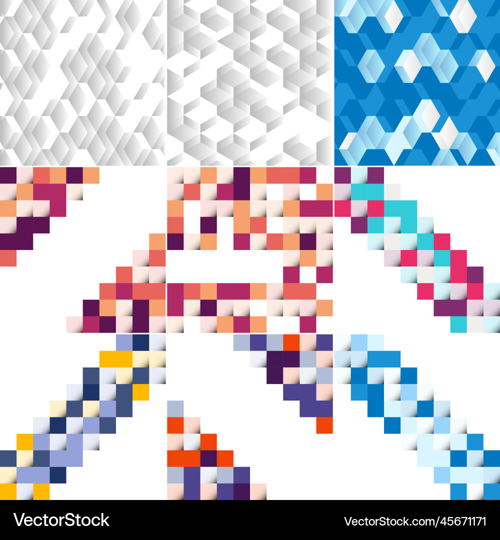Seamless pattern of colorful blocks with shadow Vector Image
