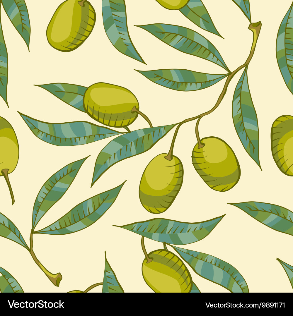 Seamless pattern with olive branch Vector Image