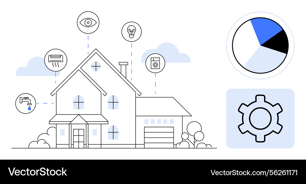 Smart home automation system with interactive Smart home automation system with interactive vector image