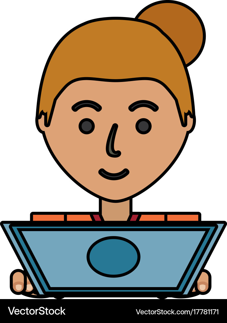 Working on the computer design vector image