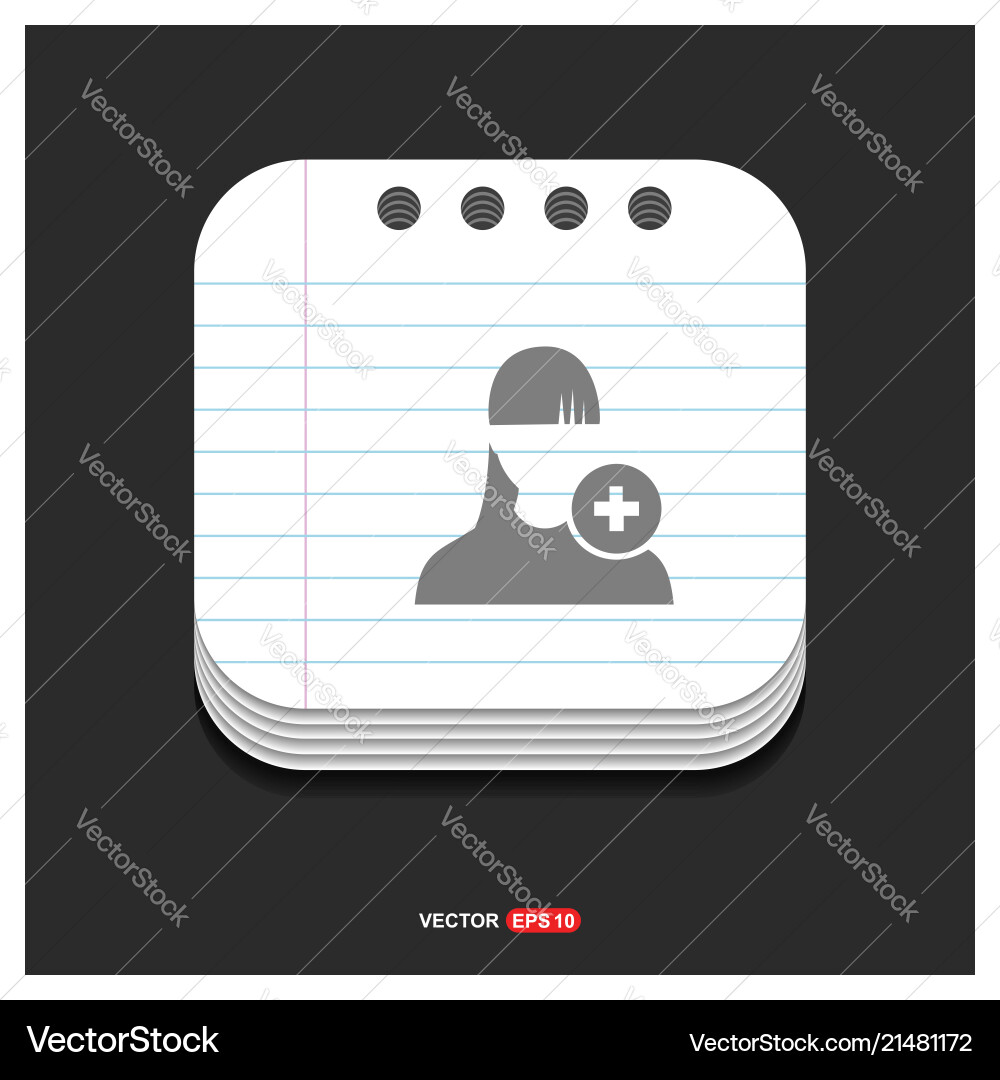 Add user icon gray on notepad style template Add user icon gray on notepad style template vector image