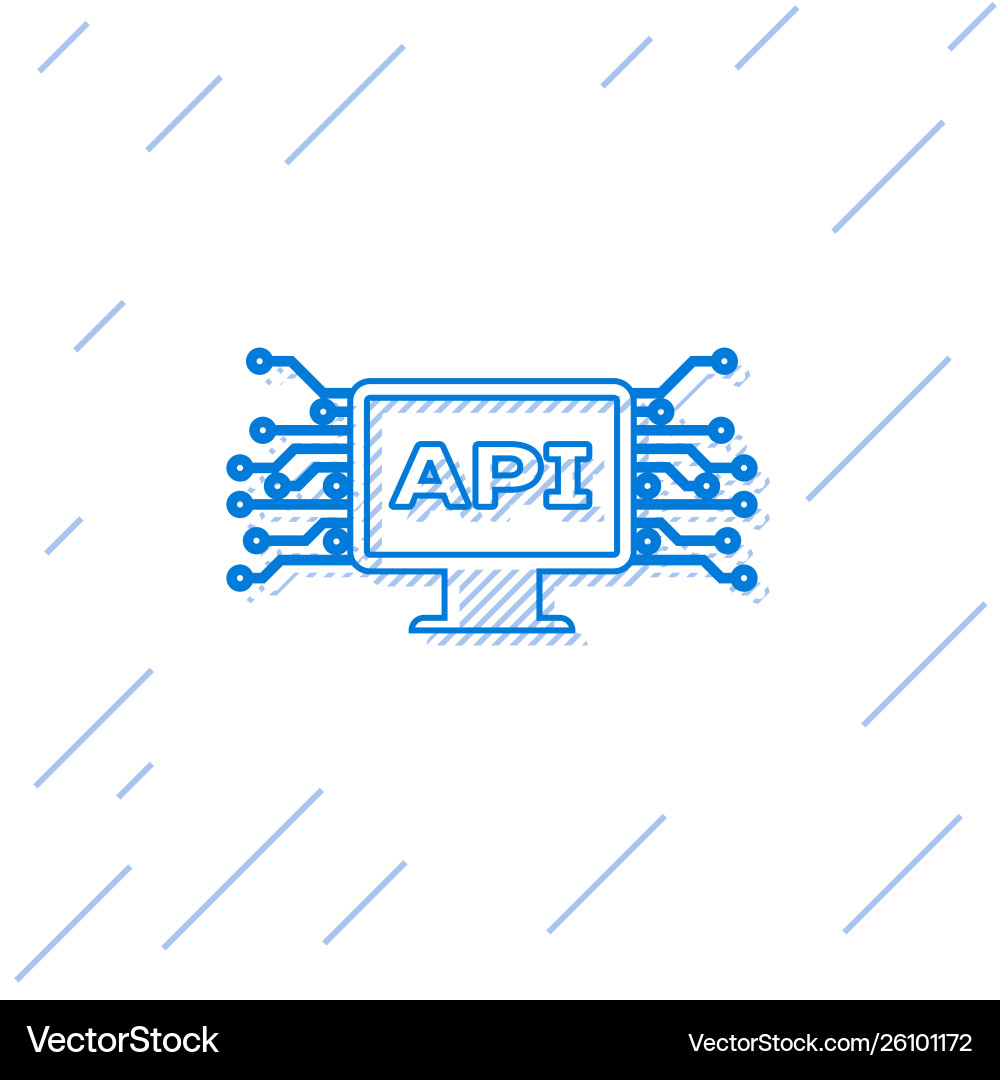 Blue computer api interface line icon isolated Blue computer api interface line icon isolated vector image