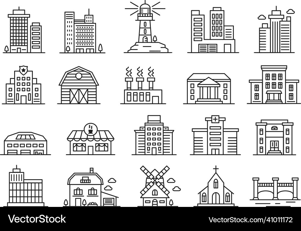 Building & Architecture Icons vector image