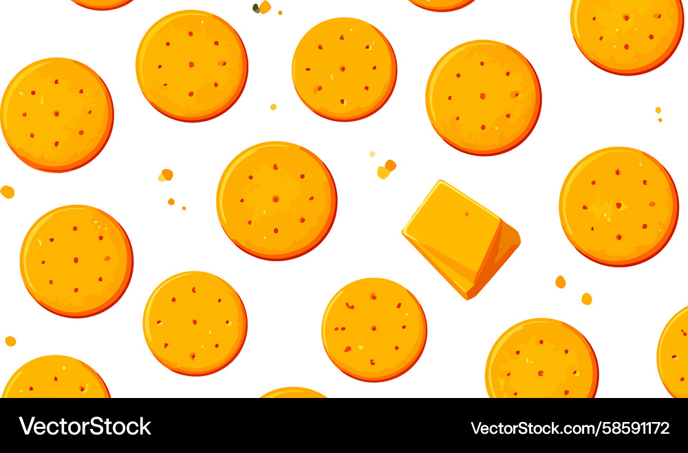 Cheese Cracker Pattern - Flatlay Vector Image
