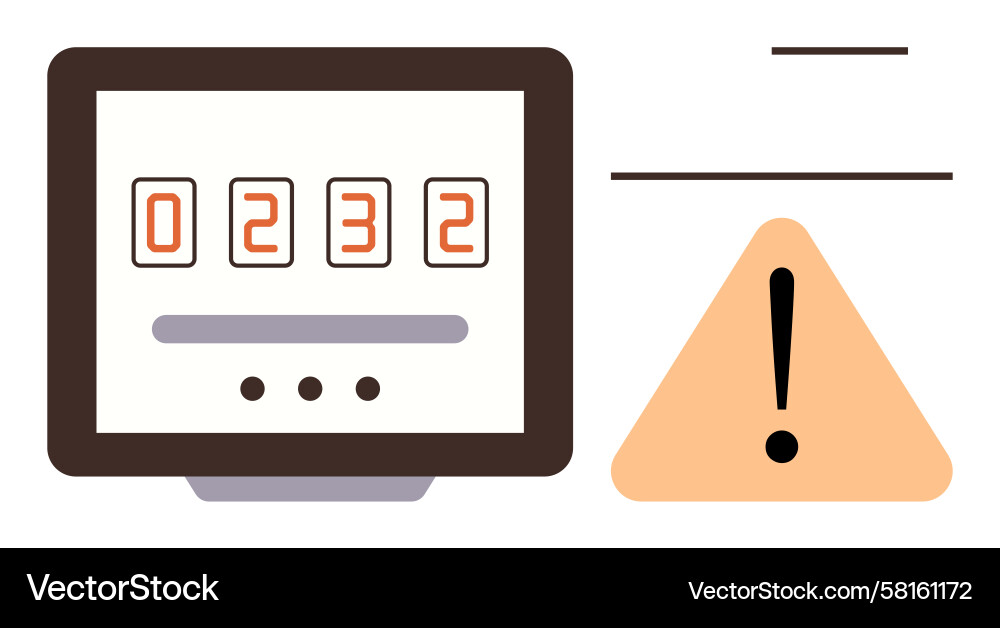 Digital Counter with Warning Sign Vector Image