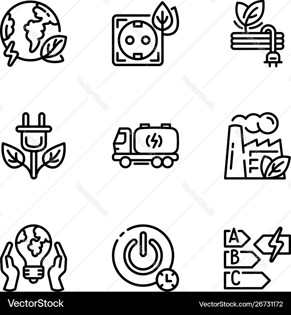 Energy supply icon set outline style Energy supply icon set outline style vector image