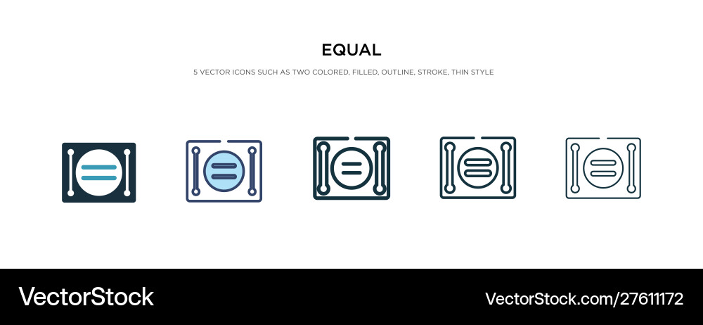 Equal icon in different style two colored vector image