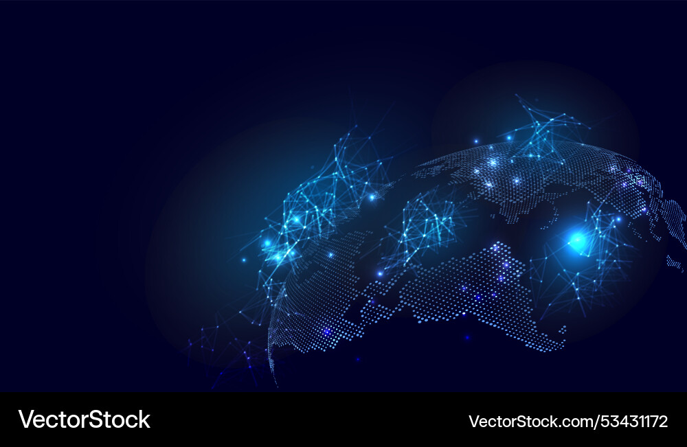 Global network connection world map point and lin Global network connection world map point and lin vector image