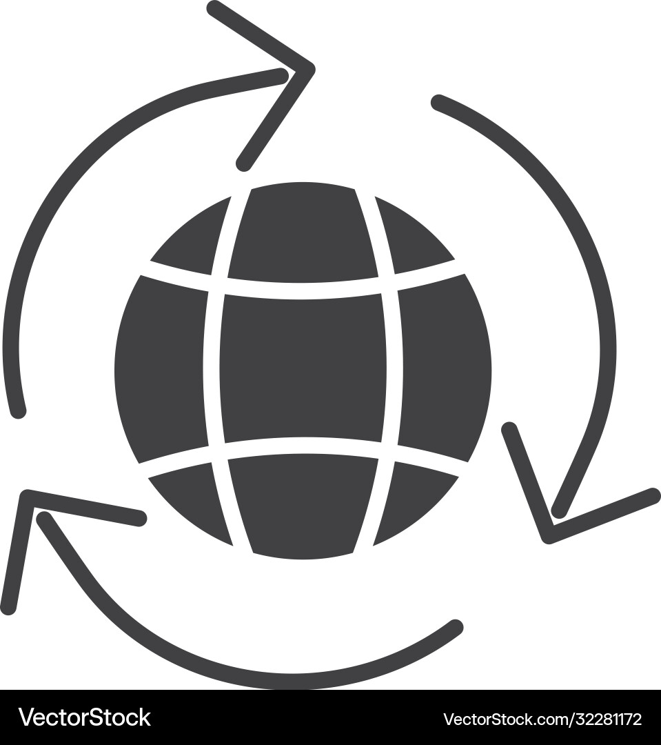 Global sphere with circular arrows around Vector Image
