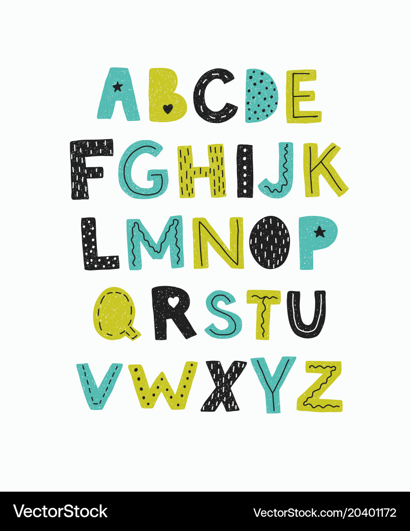 Hand Drawn Alphabet Letters vector image