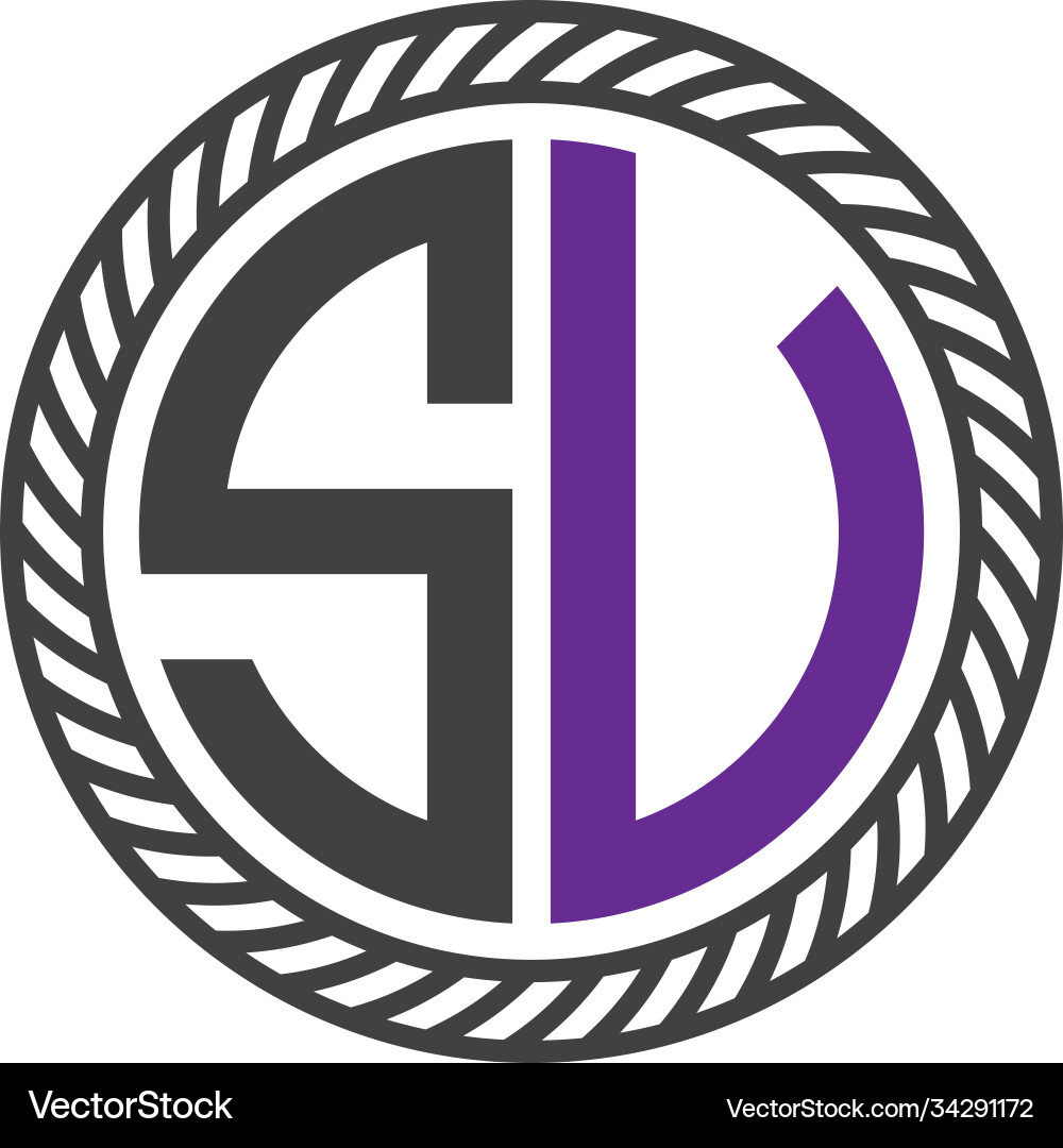 Initial letter su circle shape monogram simple Vector Image