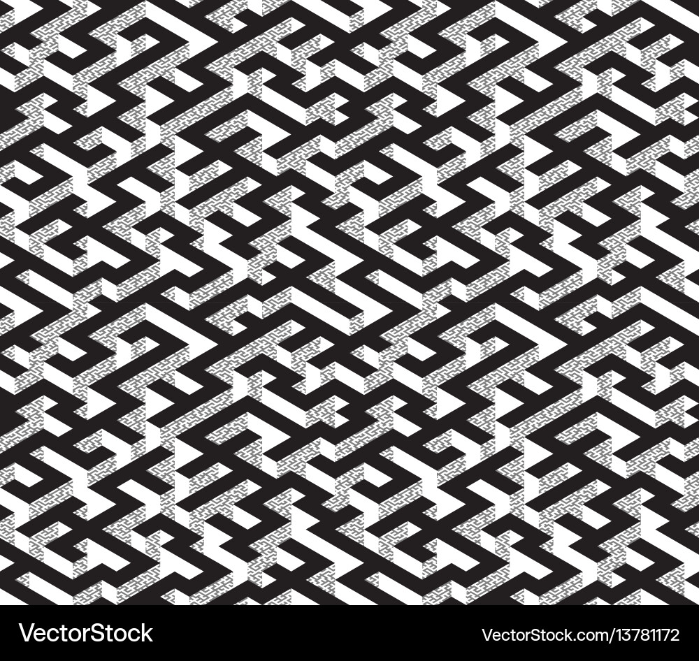 Isometric maze with black path and textured white Vector Image
